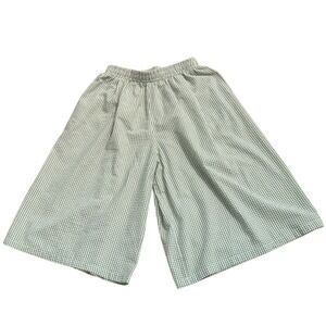 Gingham Pants Olive Green Wide Leg Culottes Cropped Cottagecore